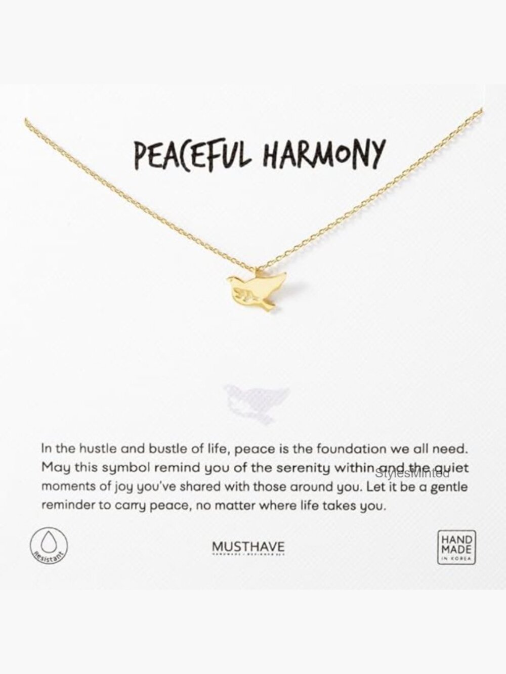 18K Gold Plated Peace Dove Pendant Dainty Necklace for Women